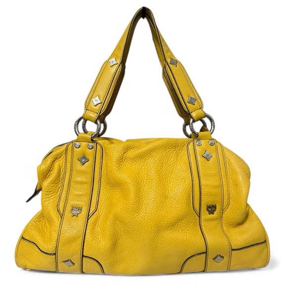 MCM Vintage Pebbled Leather Tassel Satchel Bag EUC - Picture 2 of 15